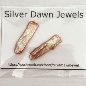 As Low As $2 A Pair of Peach Pink Biwa Stick Pearl Beads 20mm x 5mm (2)